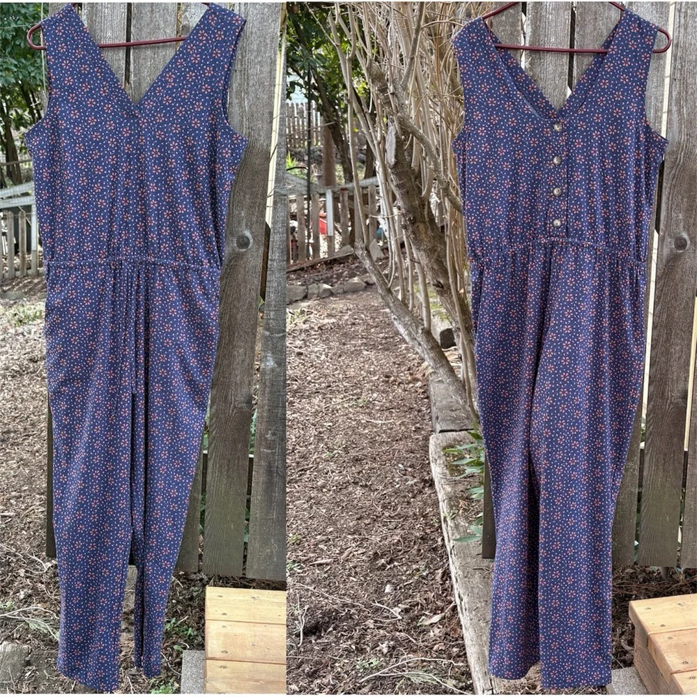 Toad&Co Sunkissed Liv SL Jumpsuit In Blue & Orange Sz M - Picture 9 of 15